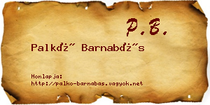 Palkó Barnabás névjegykártya